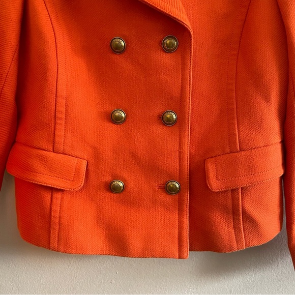 Banana Republic Vibrant Orange Pea Coat w Gold Buttons – Size Medium GUC - Picture 9 of 16